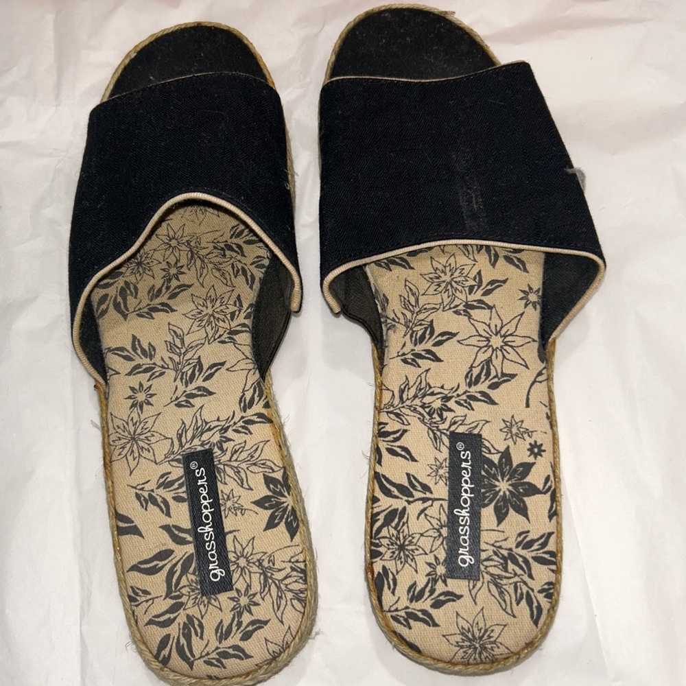 Grasshopper black thick strap sandals